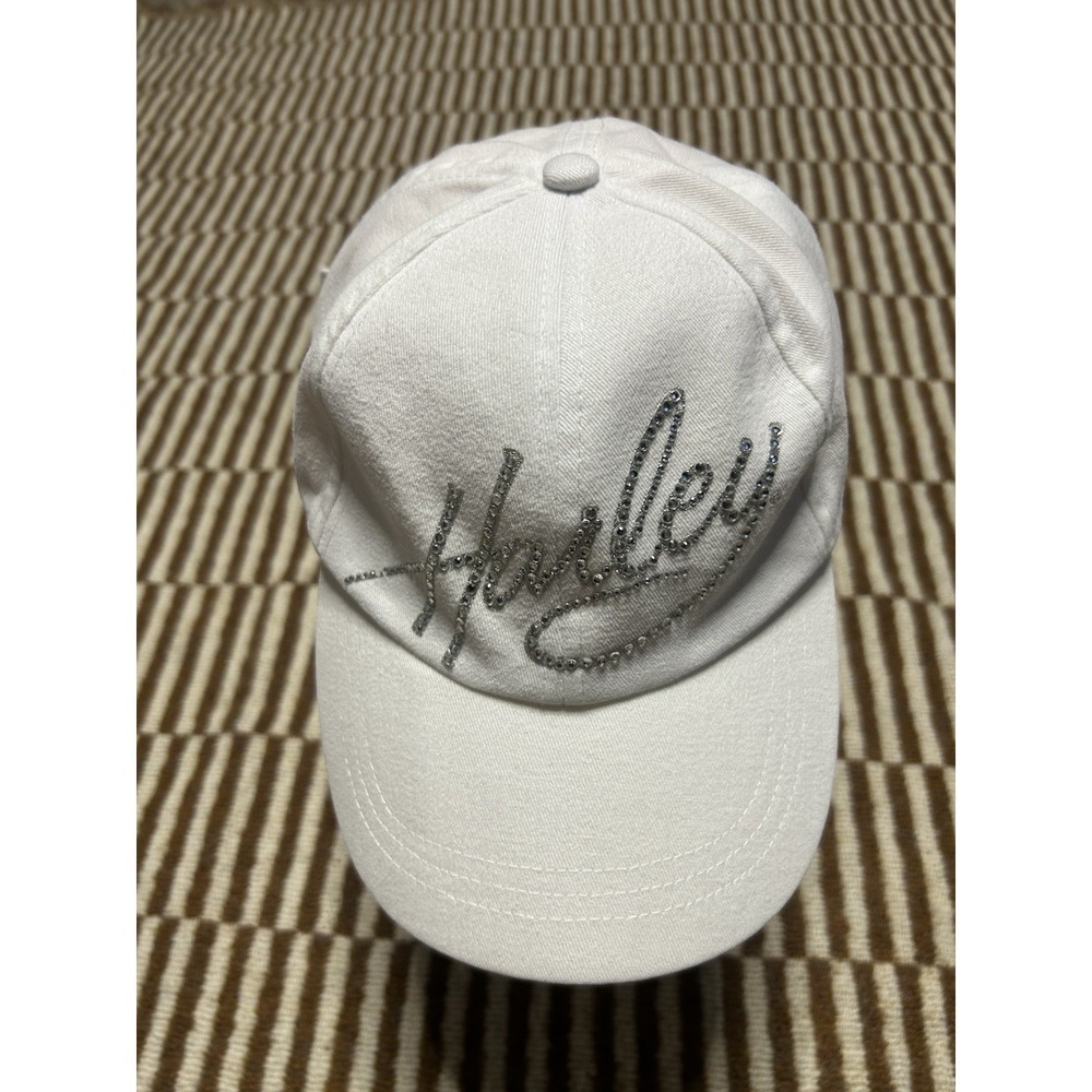Harley-Davidson White Cap with Silver Script Rhinestones